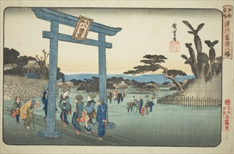 The Tomigaoka Hachiman Shrine at Fukagawa (Fukagawa Tomigaoka Hachiman), from the series Famous