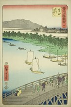 Yoshida: Great Bridge on the Toyo River (Yoshida, Toyokawa ohashi), no. 35 from the series Famous