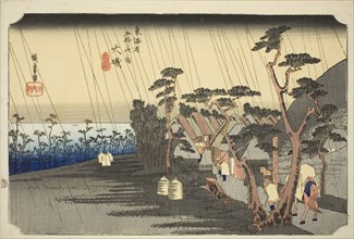 Oiso: Tora’s Rain (Oiso, Tora ga ame), from the series Fifty-three Stations of the Tokaido Road