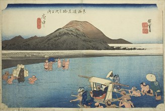 Fuchu: The Abe River (Fuchu, Abekawa), from the series Fifty-three Stations of the Tokaido Road