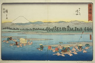 Shimada: The Oi River (Shimada, Oigawa)—No. 24, from the series Fifty-three Stations of the Tokaido