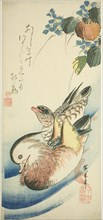 Mandarin ducks, 1830s, Utagawa Hiroshige ?? ??, Japanese, 1797-1858, Japan, Color woodblock print,