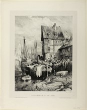Interior of a Port, plate five from Six Marines, 1833, Eugène Isabey (French, 1803-1886), printed