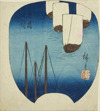 Returning Sails at Yabase (Yabase kihan), section of a sheet from the series Eight Views of Omi