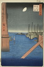 View of Tsukuda Island from Eitai Bridge (Eitaibashi Tsukudajima), from the series One Hundred