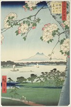 Suijin Shrine and Massaki on the Sumida River (Sumidagawa Suijin no mori Massaki), from the series