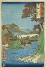 Yamato Province: Tatsuta Mountain and Tatsuta River (Yamato, Tatsutayama, Tatsutagawa), from the