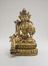 Green Tara, Seated in Pose of Royal Ease (Lalitasana), with Lotus Stalks on Right Shoulder and
