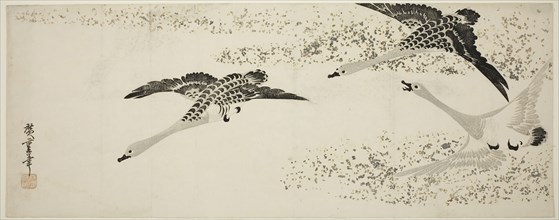 Descending Geese, c. 1830, Utagawa Hiroshige ?? ??, Japanese, 1797-1858, Japan, Woodblock print,