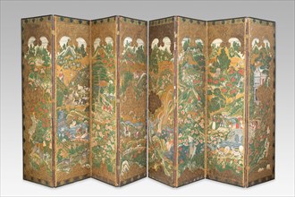 Pair of Four-Panel Screens, 17th century, Indo-Japanese, Possibly Latin American (Peru or Mexico),