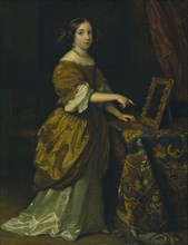 Girl Standing before a Mirror, 1668, Caspar Netscher, Dutch, 1639–1684, Holland, Oil on panel, 35.8