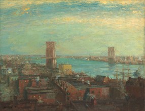Brooklyn Bridge, 1899, Henry Ward Ranger, American, 1858–1916, United States, Oil on canvas, 72.4 ×