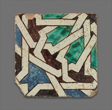 Square Tile, Late 19th century, Morocco, Morocco, Polychrome pigment applied over opaque white