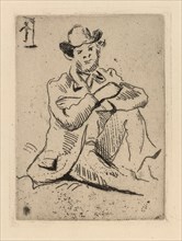 Guillaumin with the Hanged Man, 1873, Paul Cézanne, French, 1839-1906, France, Etching on cream