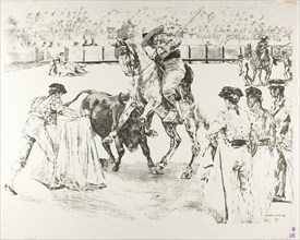 Bull-Fight, 1897, Alexandre Lunois, French, 1863-1916, France, Lithograph in black and gray on