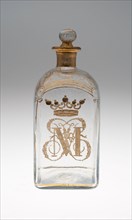 Bottle with Stopper, c. 1771, Spain, Glass with gilt decoration, 18.1 x 7.8 x 7.9 cm (7 1/8 x 3