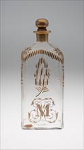 Tall Bottle with Stopper, c. 1771, Spain, Glass with gilt decoration, 26 x 10.2 x 7.6 cm (10 1/4 x