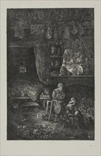 Flemish Interior, 1856, Rodolphe Bresdin, French, 1825-1885, France, Lithograph (etching transfer)
