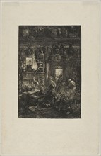 Moldavian Interior, 1859, Rodolphe Bresdin, French, 1825-1885, France, Etching on ivory Japanese