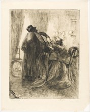 Bereavement, plate five from Woman, c. 1886, Albert Besnard, French, 1849-1934, France, Etching on