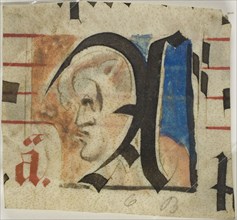 Decorated Initial with Grotesque in Profile from a Choir Book, early 15th century, European,