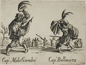 Cap. Bonbardon, Cap. Grillo, from Balli di Sfessania, c. 1622, Jacques Callot, French, 1592-1635,