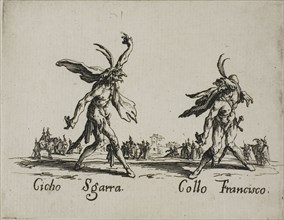 Pasquariello Truonno, Meo Squaquara, from Balli di Sfessania, c. 1622, Jacques Callot, French,