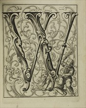 Alphabet, 1627, Lucas Kilian, German, 1579-1637, Germany, Book with 24 etchings, bound in crimson