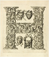 Letter H, 1630, Peter Aubry, German, 1596-1668, Germany, Engraving on paper, 210 x 182 mm