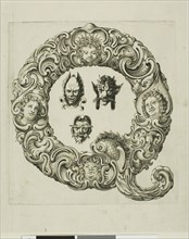 Letter Q, 1630, Peter Aubry, German, 1596-1668, Germany, Engraving on paper, 238 x 193 mm