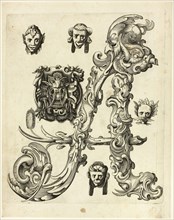 Letter A, 1630, Peter Aubry, German, 1596-1668, Germany, Engraving on paper, 242 x 192 mm