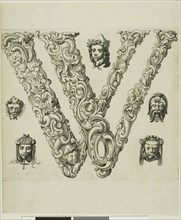 Letter W, 1630, Peter Aubry, German, 1596-1668, Germany, Engraving on paper, 235 x 198 mm