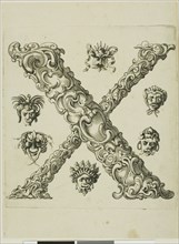Letter X, 1630, Peter Aubry, German, 1596-1668, Germany, Engraving on paper, 253 x 190 mm