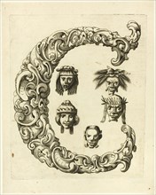 Letter C, 1630, Peter Aubry, German, 1596-1668, Germany, Engraving on paper, 208 x 165 mm