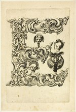 Letter E, 1630, Peter Aubry, German, 1596-1668, Germany, Engraving on paper, 255 x 173 mm