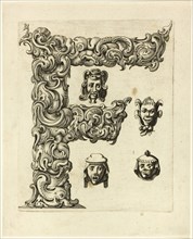Letter F, 1630, Peter Aubry, German, 1596-1668, Germany, Engraving on paper, 217 x 174 mm
