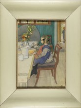 Little Lie-A-Bed’s Sad Breakfast, 1900, Carl Olof Larsson, Swedish, 1853-1919, Sweden, Watercolor