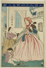 Foreigner Caring for Her Children (Gaikokujin kodomo choai no zu), 1860, Utagawa Yoshikazu,