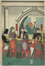Foreigners from Five Nations at a Banquet (Gokakoku ijin shuen no zu), 1861, Utagawa Yoshikazu,