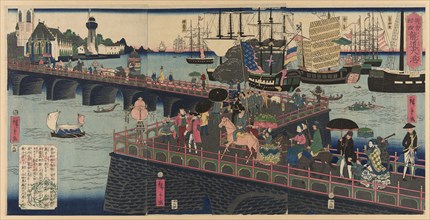 The Great Harbor in London, England (Egirisu, Rondon taiko), 1862, Utagawa Hiroshige II