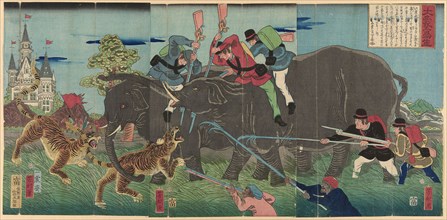 True Image of a Giant Elephant (Taizo shasei), 1863, Utagawa Yoshikata, Japanese, active c.