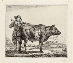 The Cowherd and the Bull, 1659, Adriaen van de Velde, Dutch, 1636-1672, Holland, Etching in black