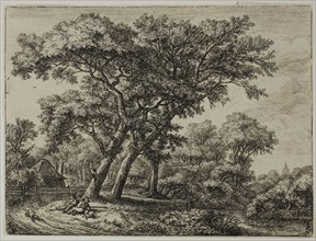 Two Hunters Resting, n.d., Anthoni Waterlo, Dutch, 1609-1690, Holland, Etching on paper, 155 x 206