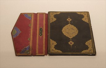 Qur’an cover, 17th century, Iran, Iran, Leather, exterior: embossed and gilt decoration, interior: