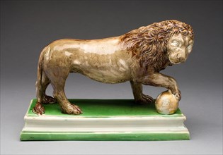 Lion (One of a Pair), c. 1785, England, Staffordshire, Staffordshire, Lead-glazed earthenware