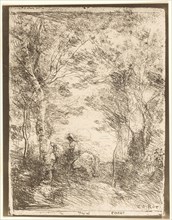 The Rider in the Woods, small plate, 1854, Jean-Baptiste-Camille Corot, French, 1796-1875, France,