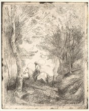 The Rider in the Woods, large plate, c. 1854, Jean-Baptiste-Camille Corot, French, 1796-1875,