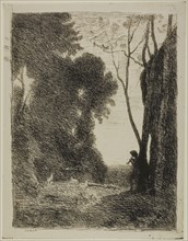 The Young Shepherd, second plate, c. 1855, Jean-Baptiste-Camille Corot, French, 1796-1875, France,