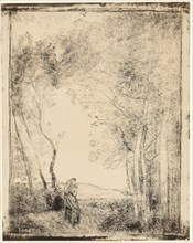 Young Mother at the Edge of the Woods, 1856, Jean-Baptiste-Camille Corot, French, 1796-1875,
