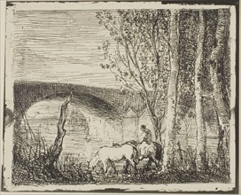 Bridge, 1862, Charles François Daubigny, French, 1817-1878, France, Cliché-verre on ivory